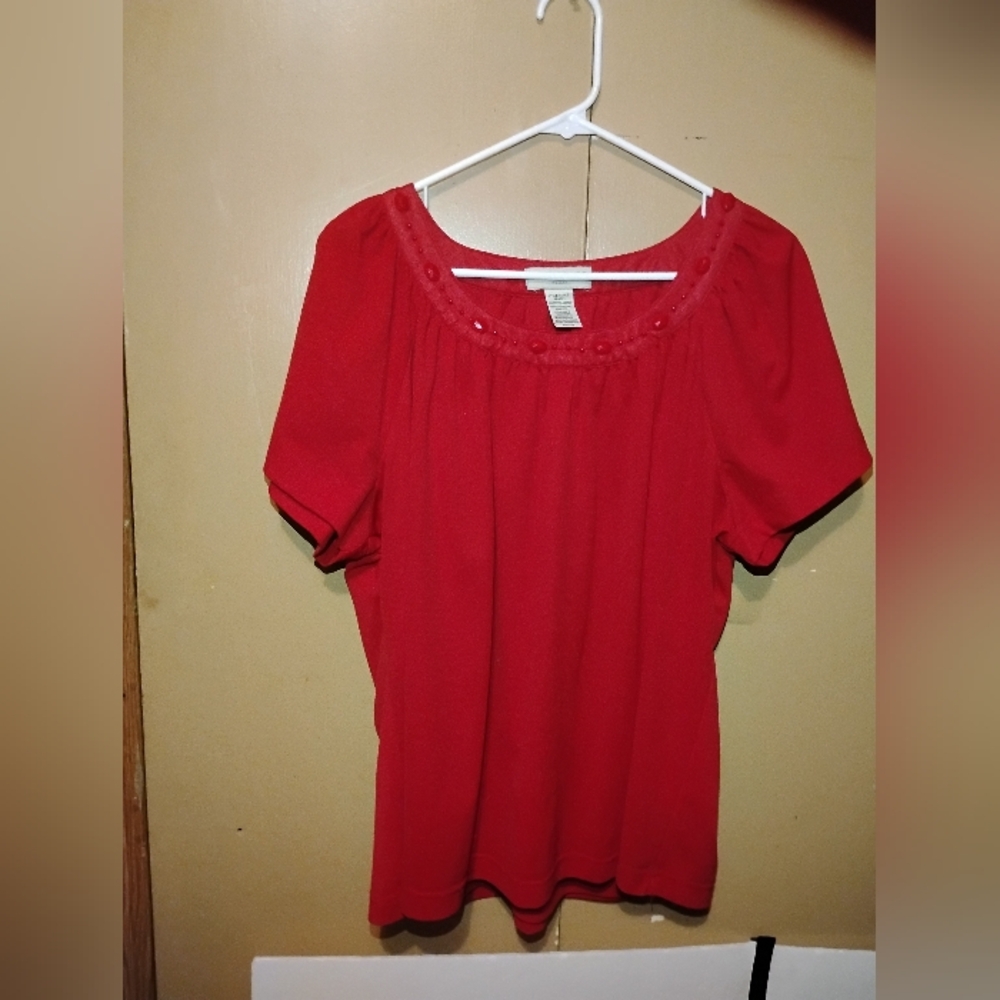 Sag Harbor Red 1X Blouse